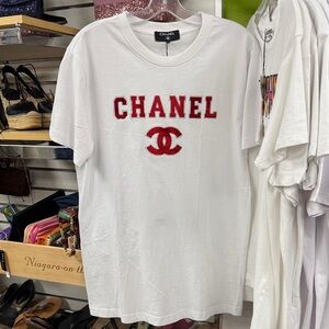 White T-Shirt with Red Logo